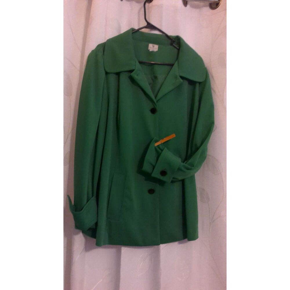 Green Button-Front Coat - Picture 3 of 7